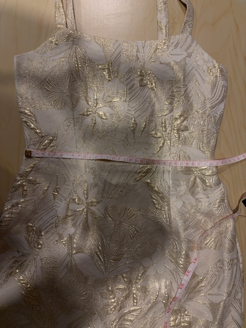 Lulu's Cream and Gold Leaf Mini Dress Size S - Picture 7 of 10